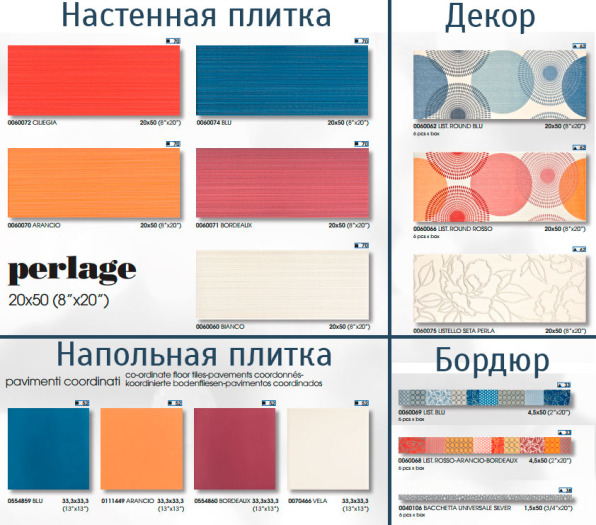 Элементы коллекции Perlage (Cerdisa, Италия)
